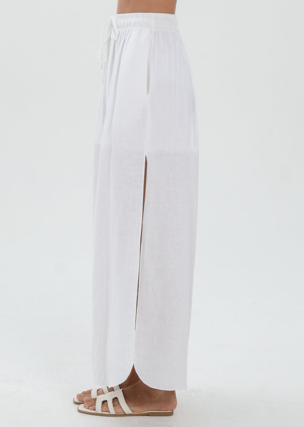 The Essence Linen Skirt - High Slit Straight Skirt