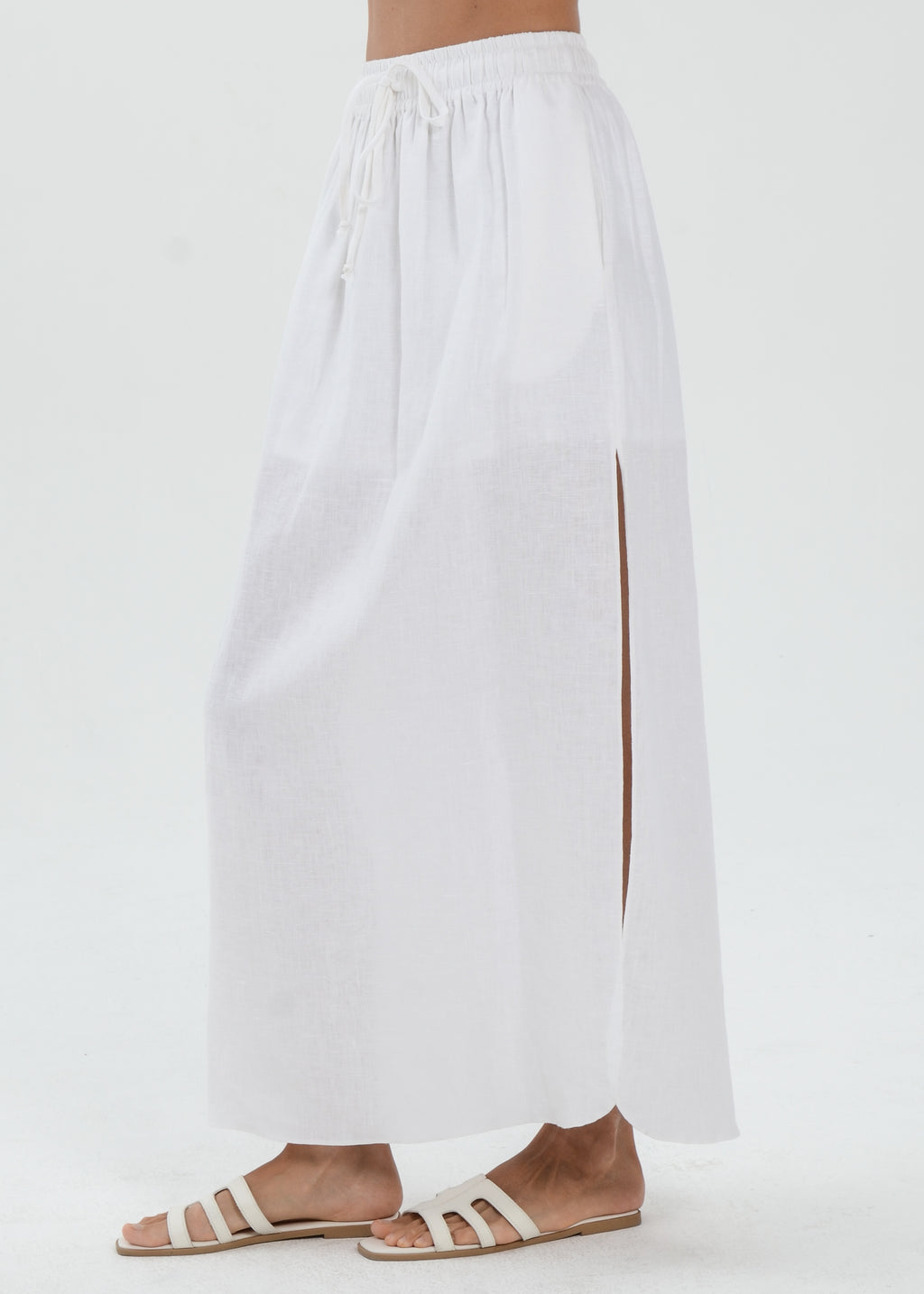 The Essence Linen Skirt - High Slit Straight Skirt