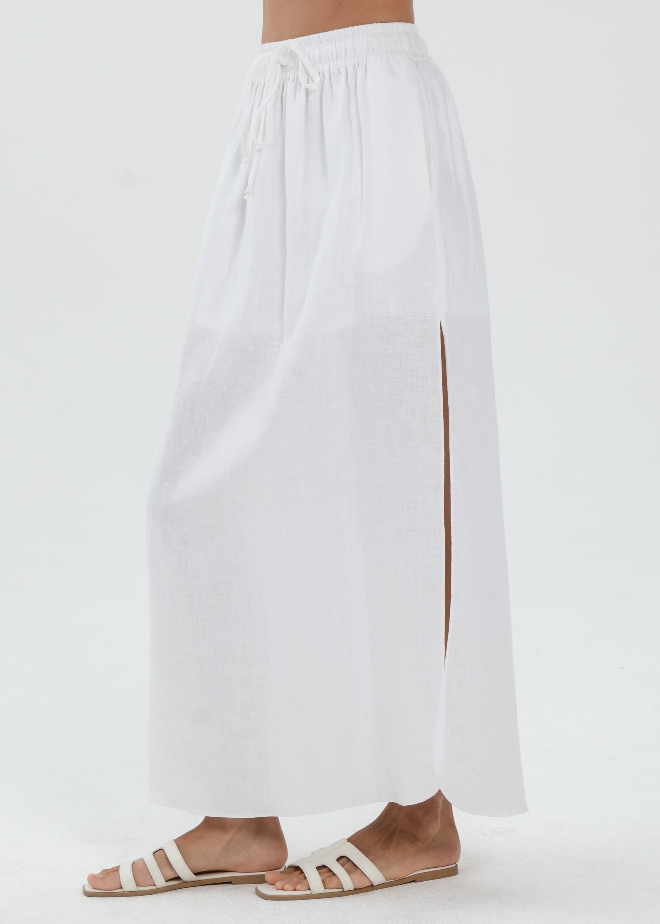 The Essence Linen Skirt - High Slit Straight Skirt
