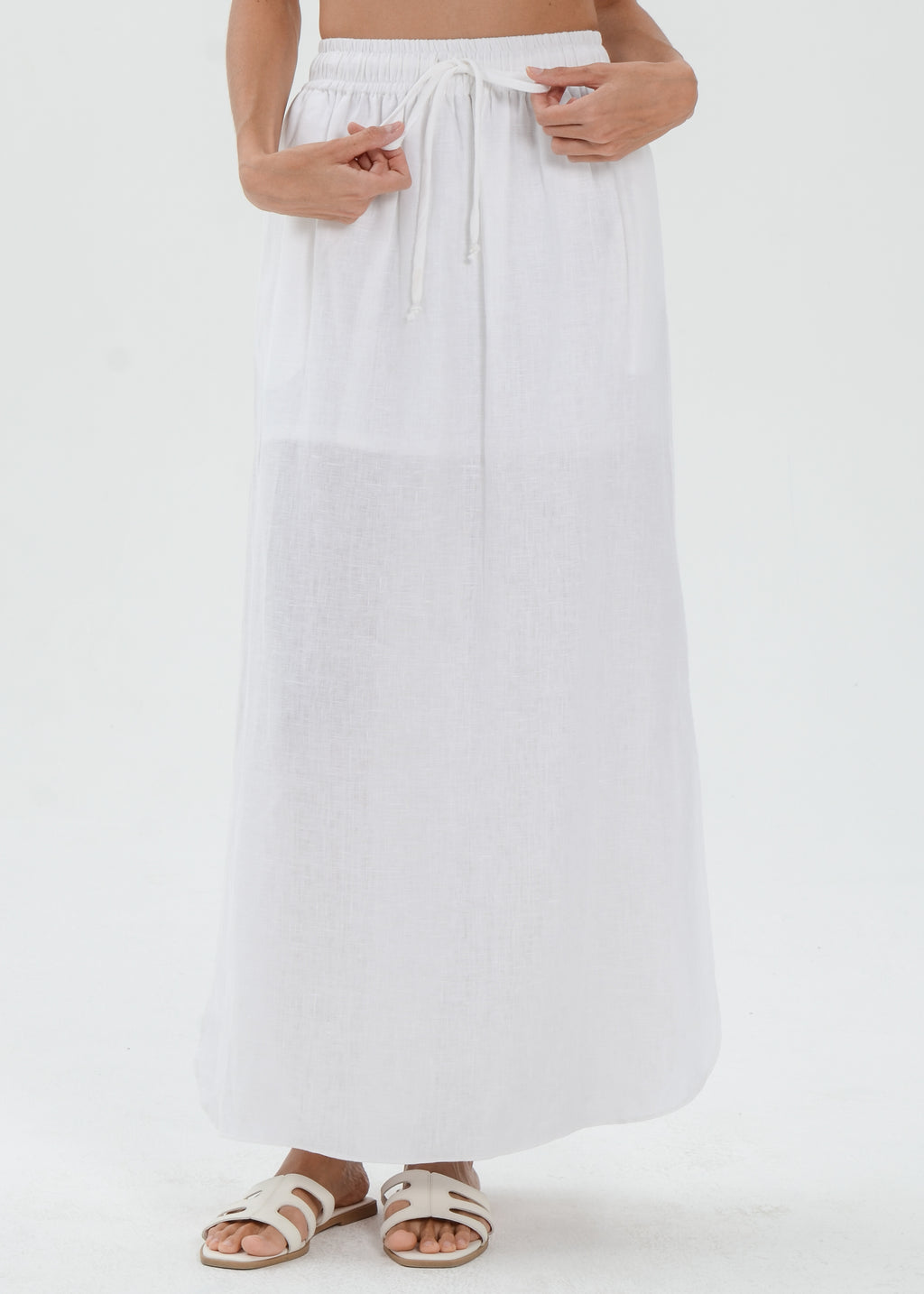 The Essence Linen Skirt - High Slit Straight Skirt