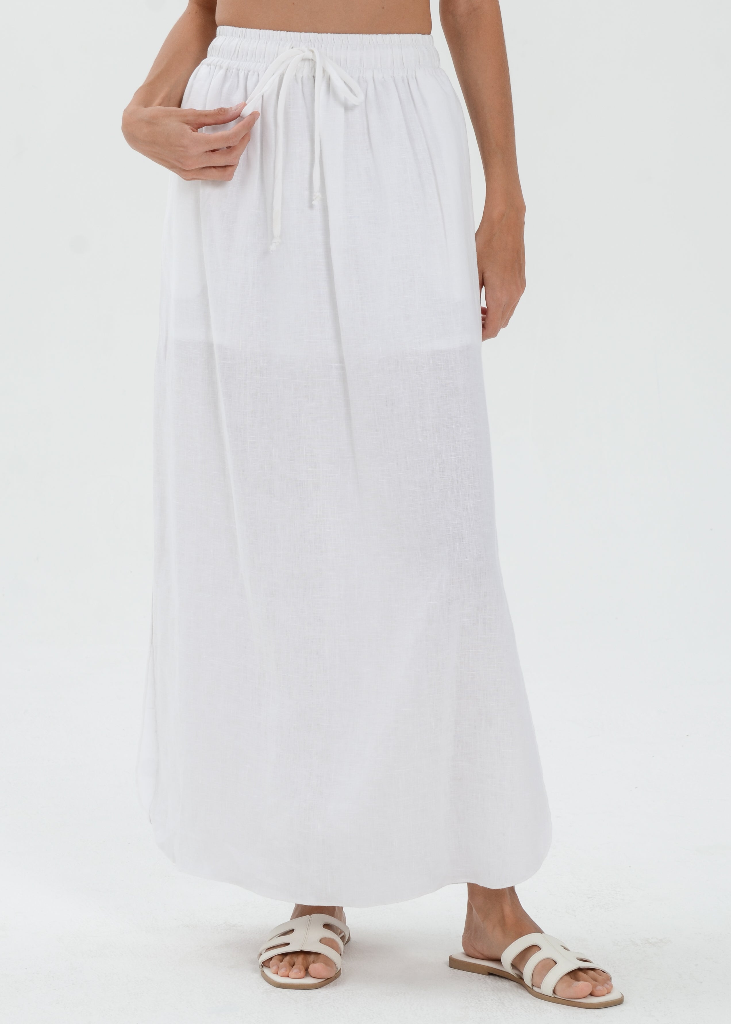 The Essence Linen Skirt - High Slit Straight Skirt