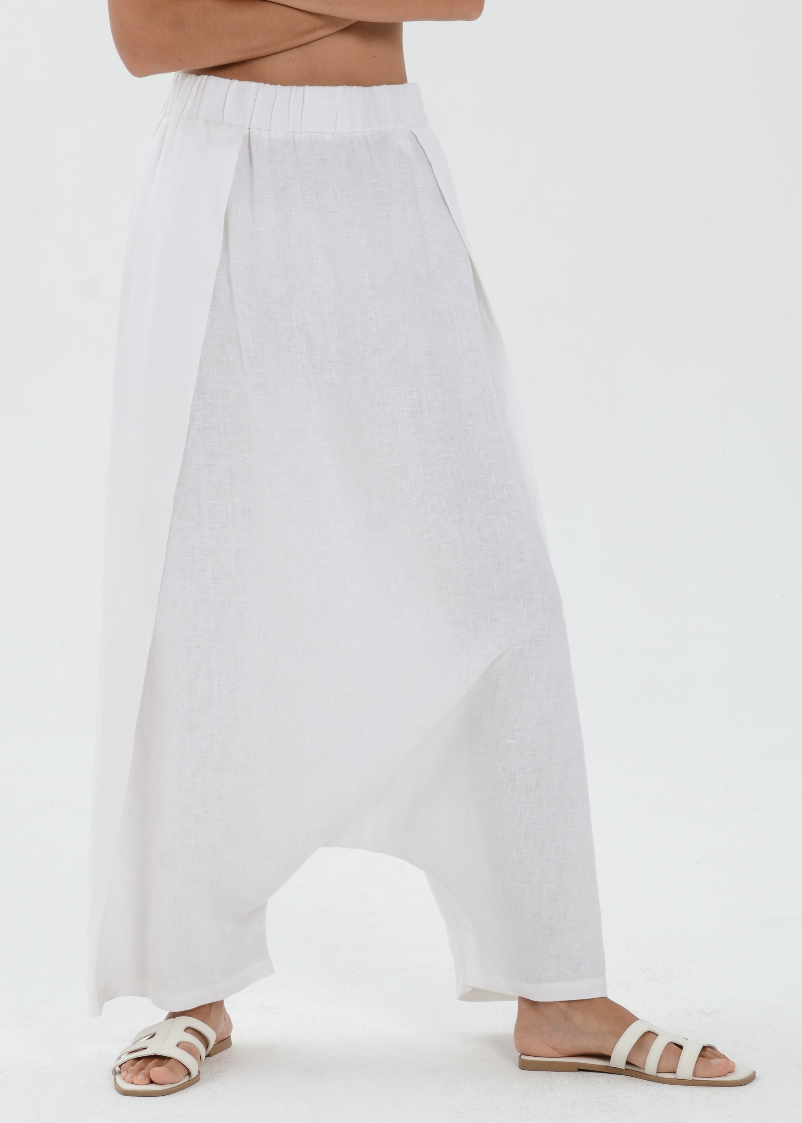 The Essence Linen Pants - Low Harem Pants