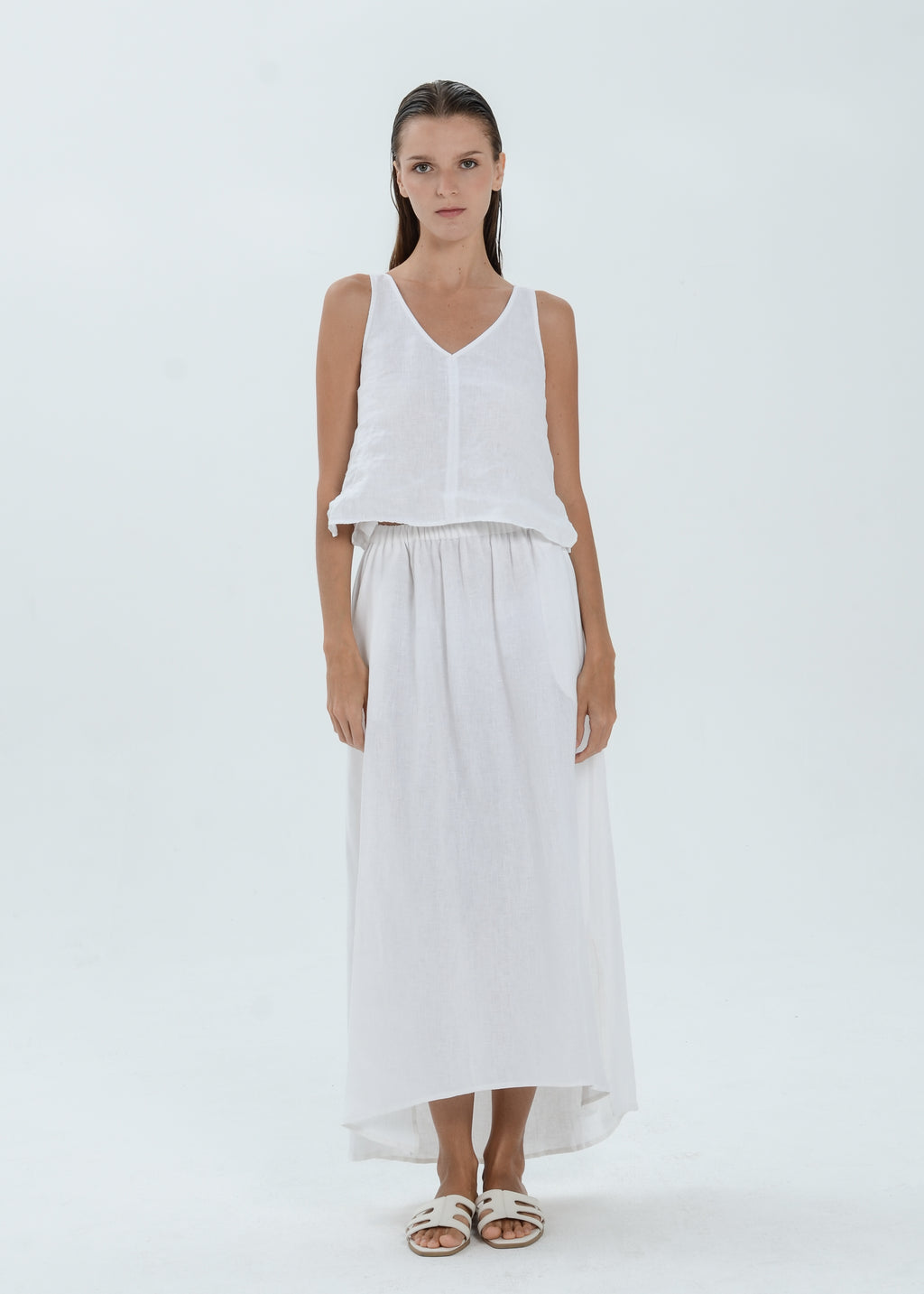 The Essence Linen Skirt - Hi-Low Long Skirt