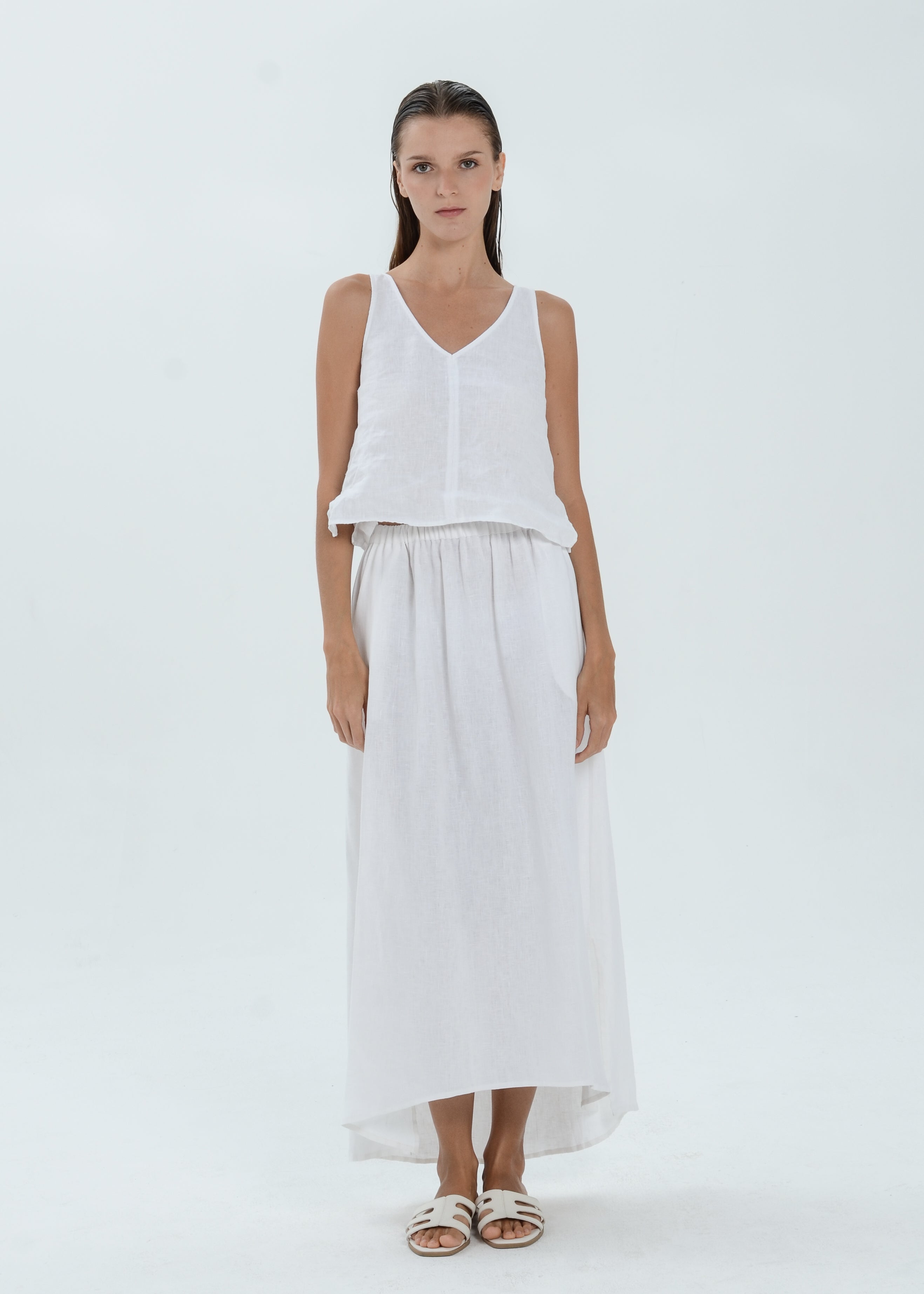 The Essence Linen Skirt - Hi-Low Long Skirt