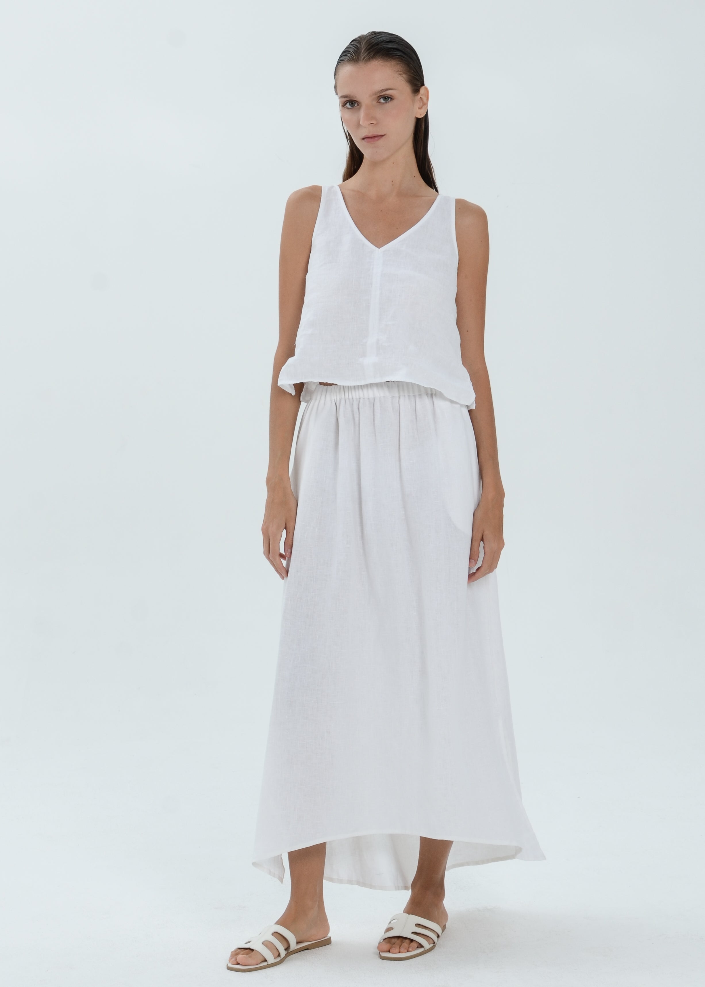 The Essence Linen Skirt - Hi-Low Long Skirt