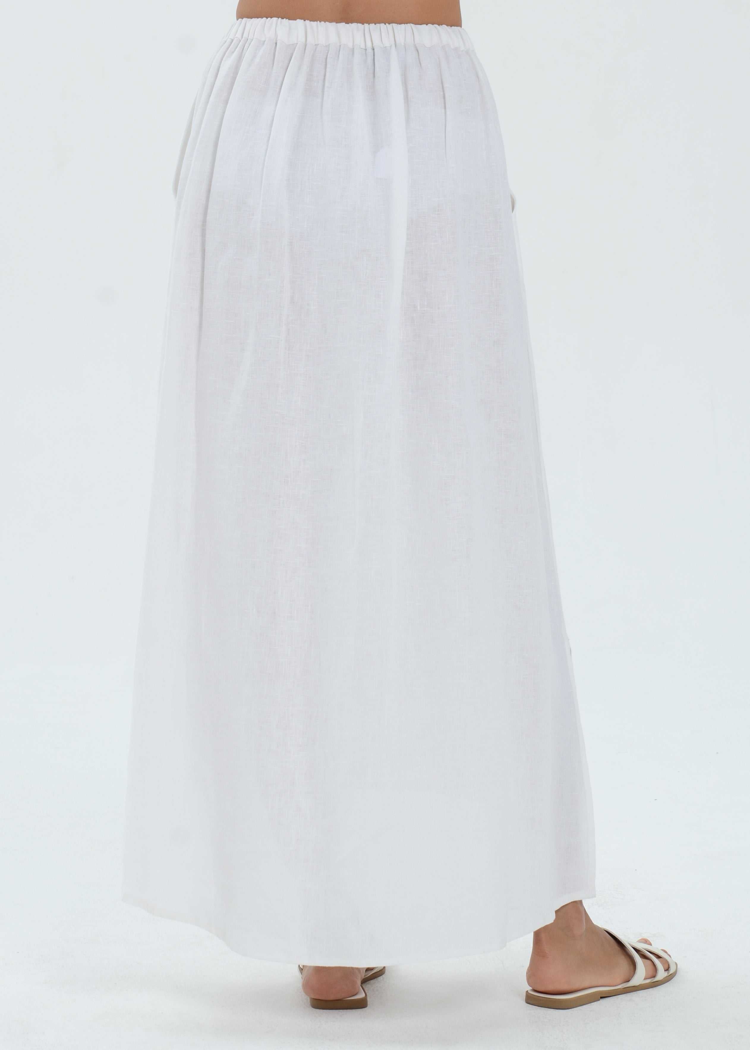 The Essence Linen Skirt - Hi-Low Long Skirt