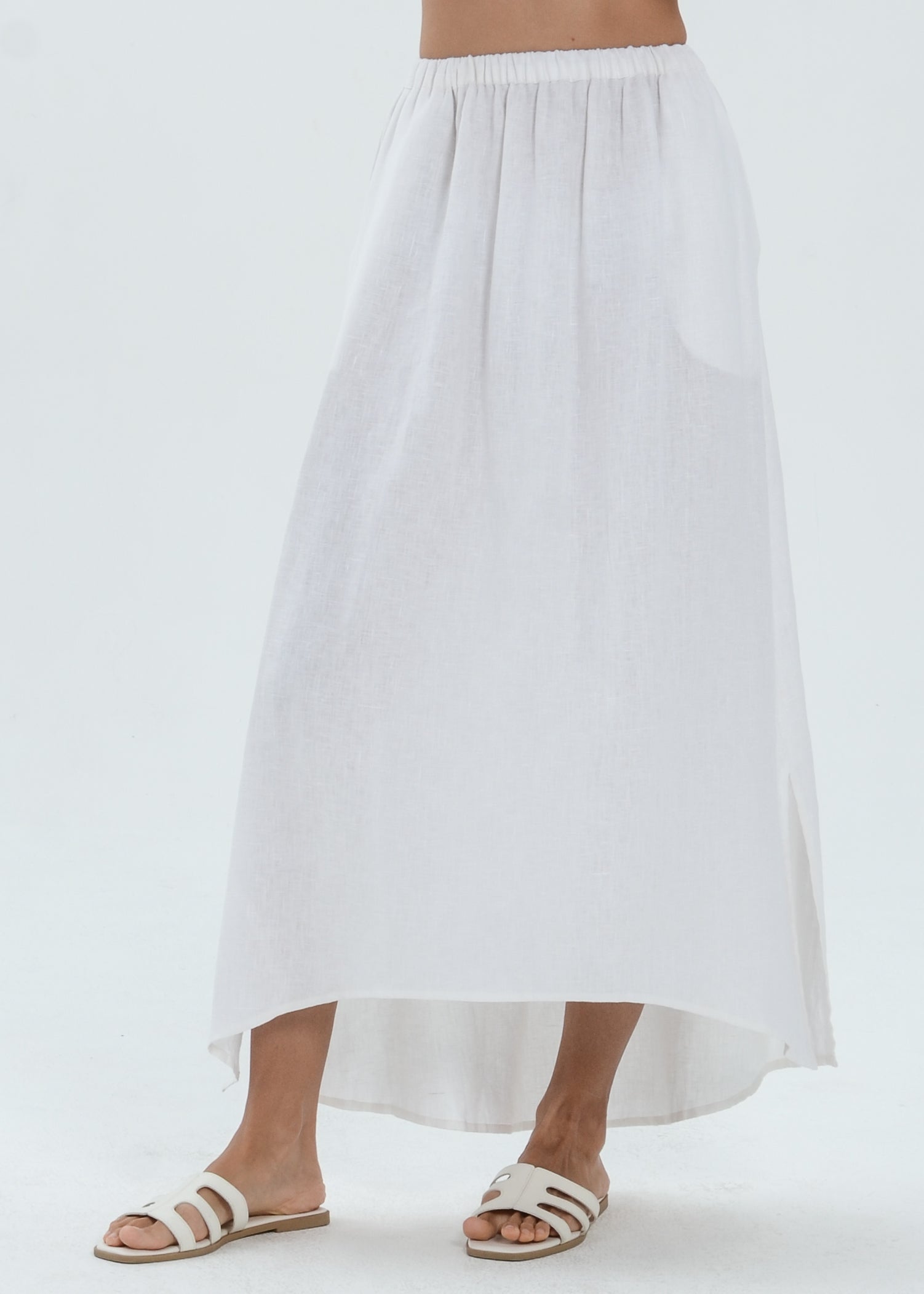 The Essence Linen Skirt - Hi-Low Long Skirt