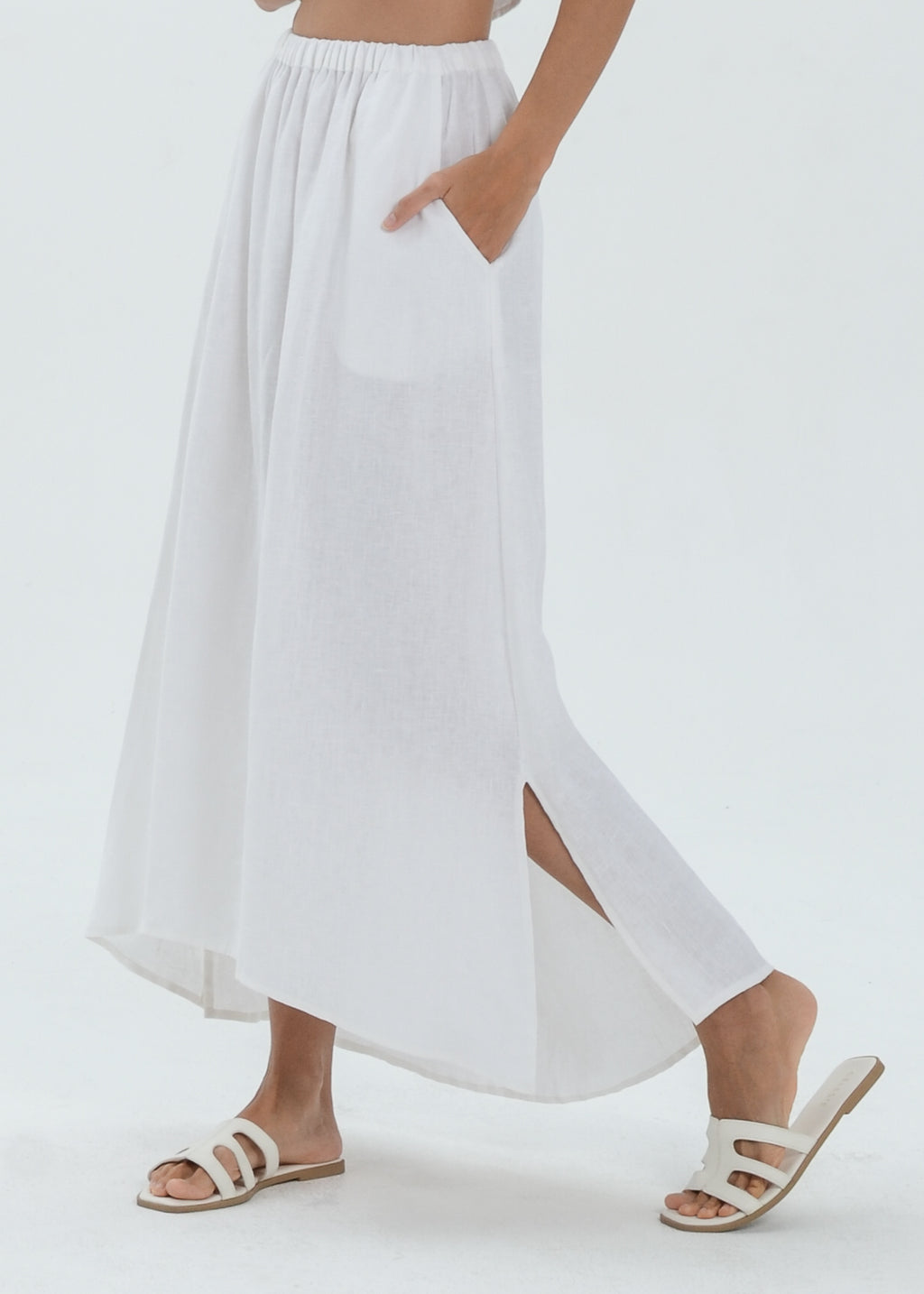 The Essence Linen Skirt - Hi-Low Long Skirt