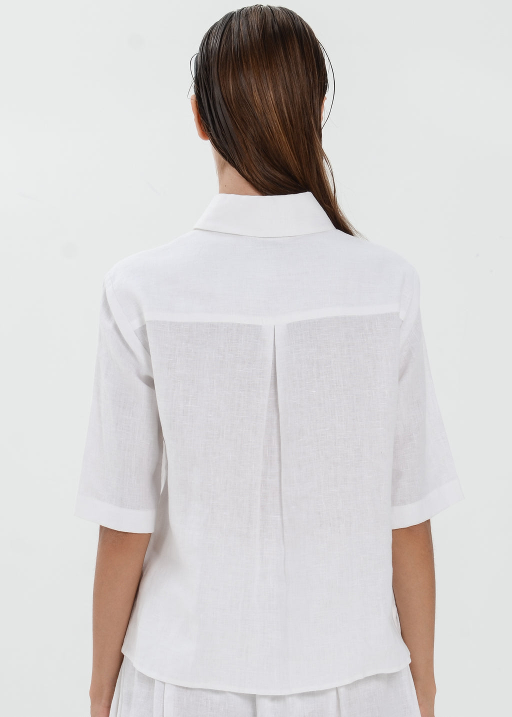 The Essence Linen Top - Collared Polo Blouse with Button Front