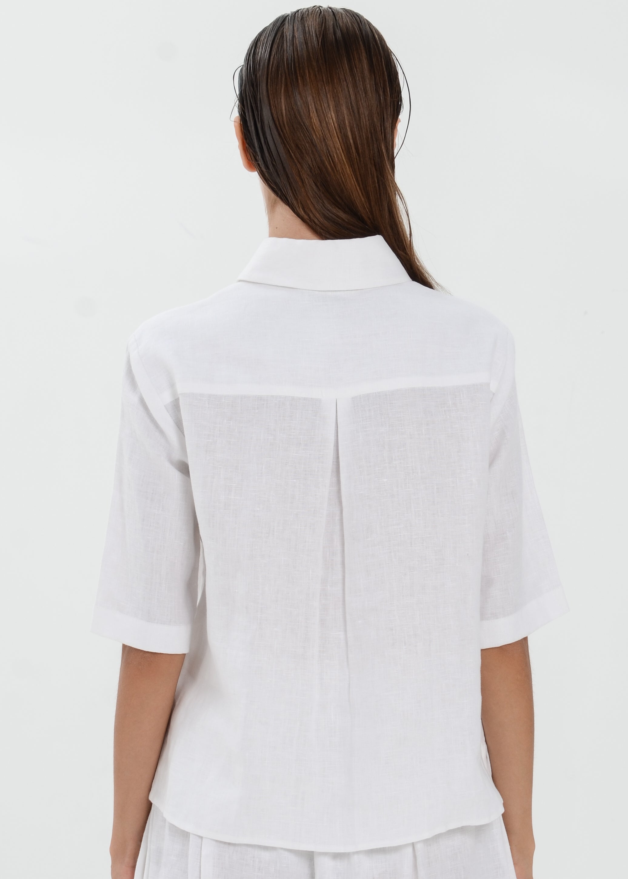 The Essence Linen Top - Collared Polo Blouse with Button Front