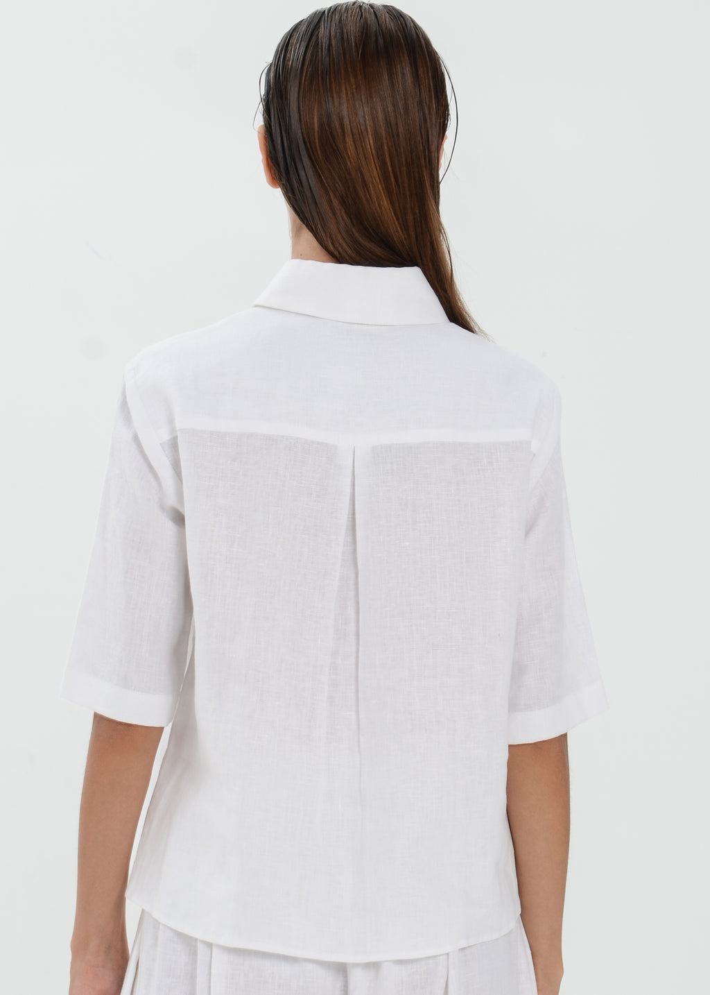The Essence Linen Top - Collared Polo Blouse with Button Front