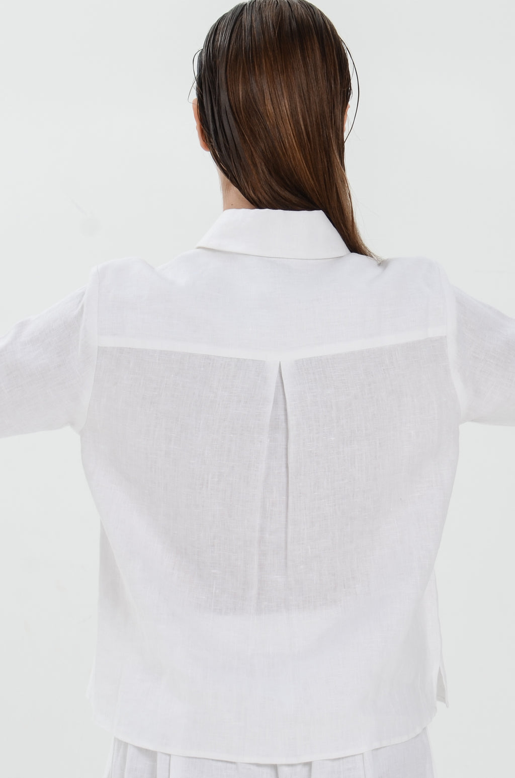 The Essence Linen Top - Collared Polo Blouse with Button Front