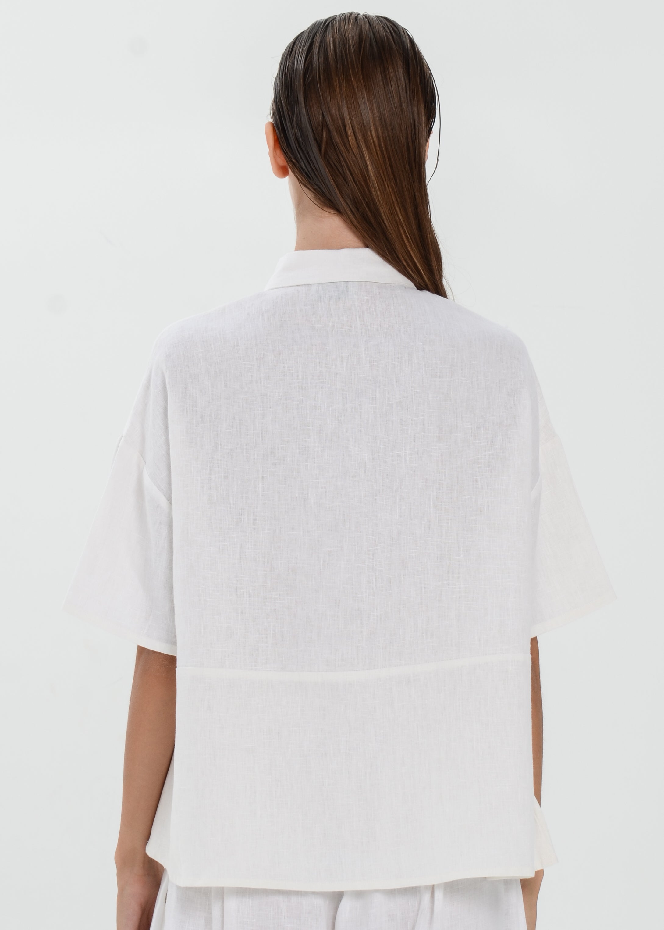 The Essence Linen Top - Collared Polo Blouse with Upper Half Button