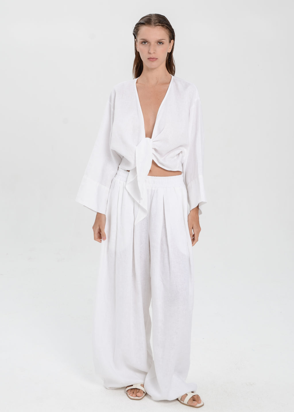 The Essence Linen Jacket - Tie Front Jacket