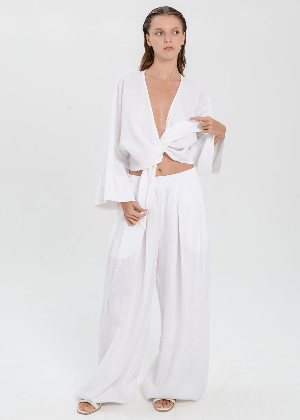 The Essence Linen Jacket - Tie Front Jacket