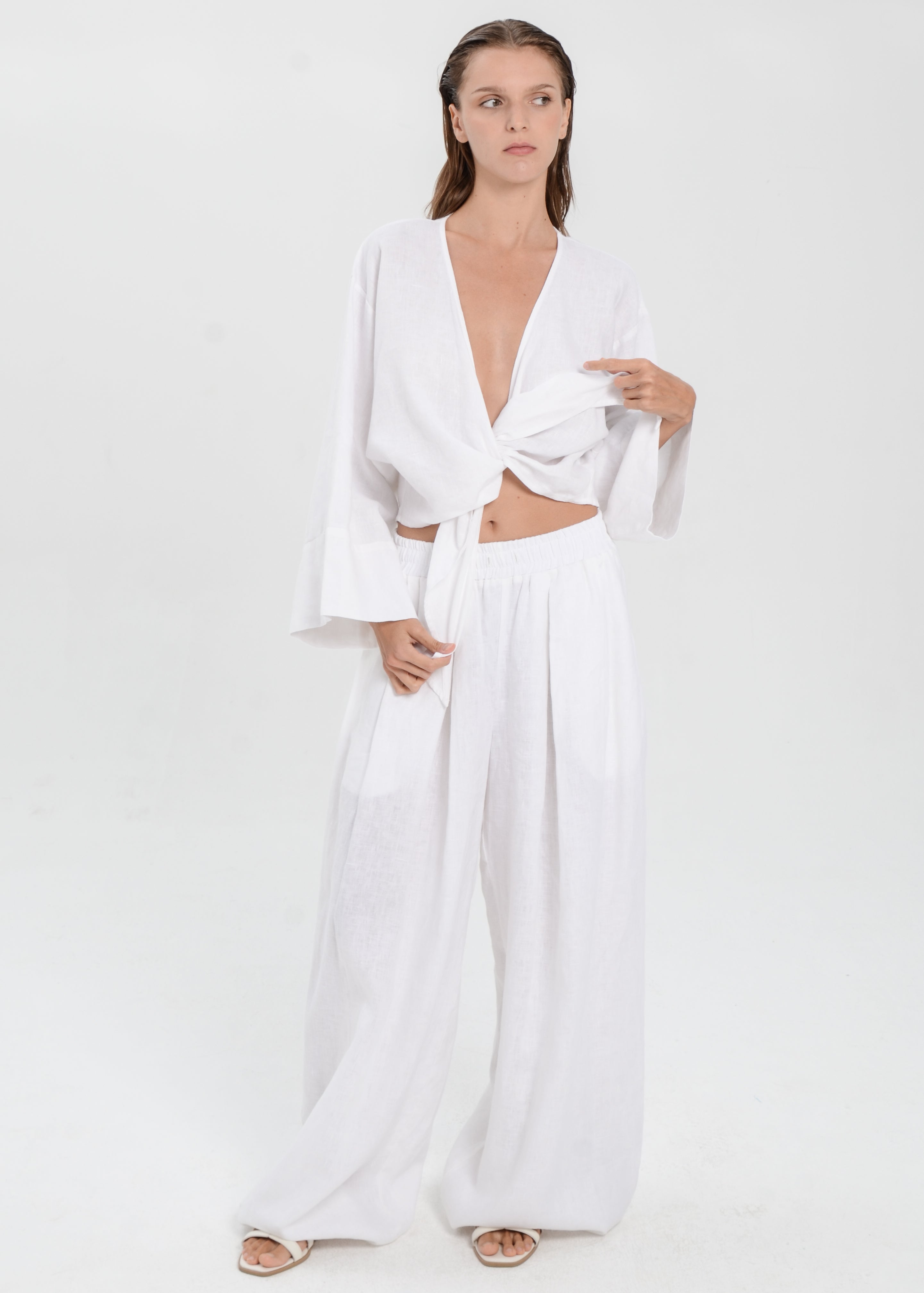 The Essence Linen Jacket - Tie Front Jacket