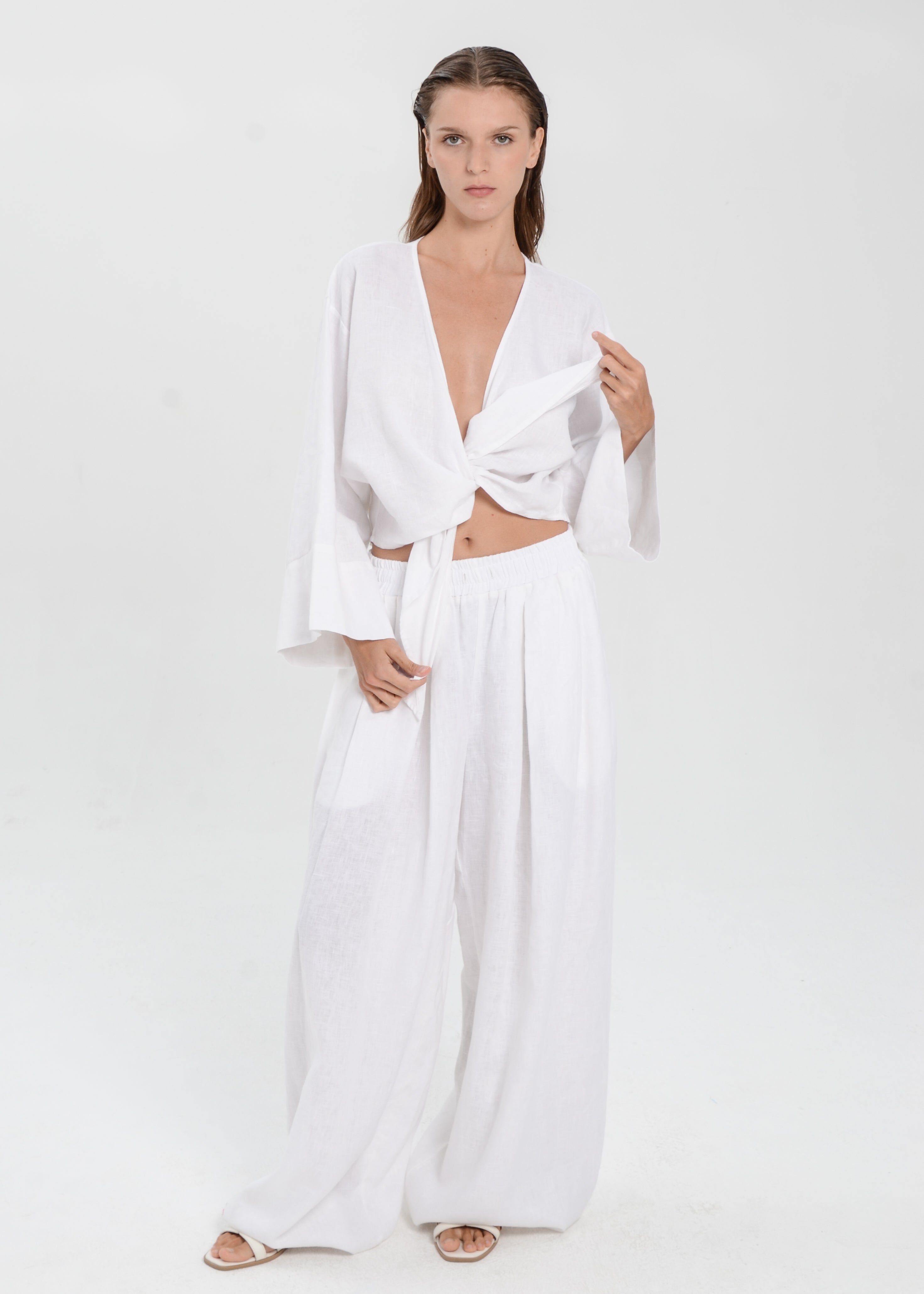 The Essence Linen Jacket - Tie Front Jacket