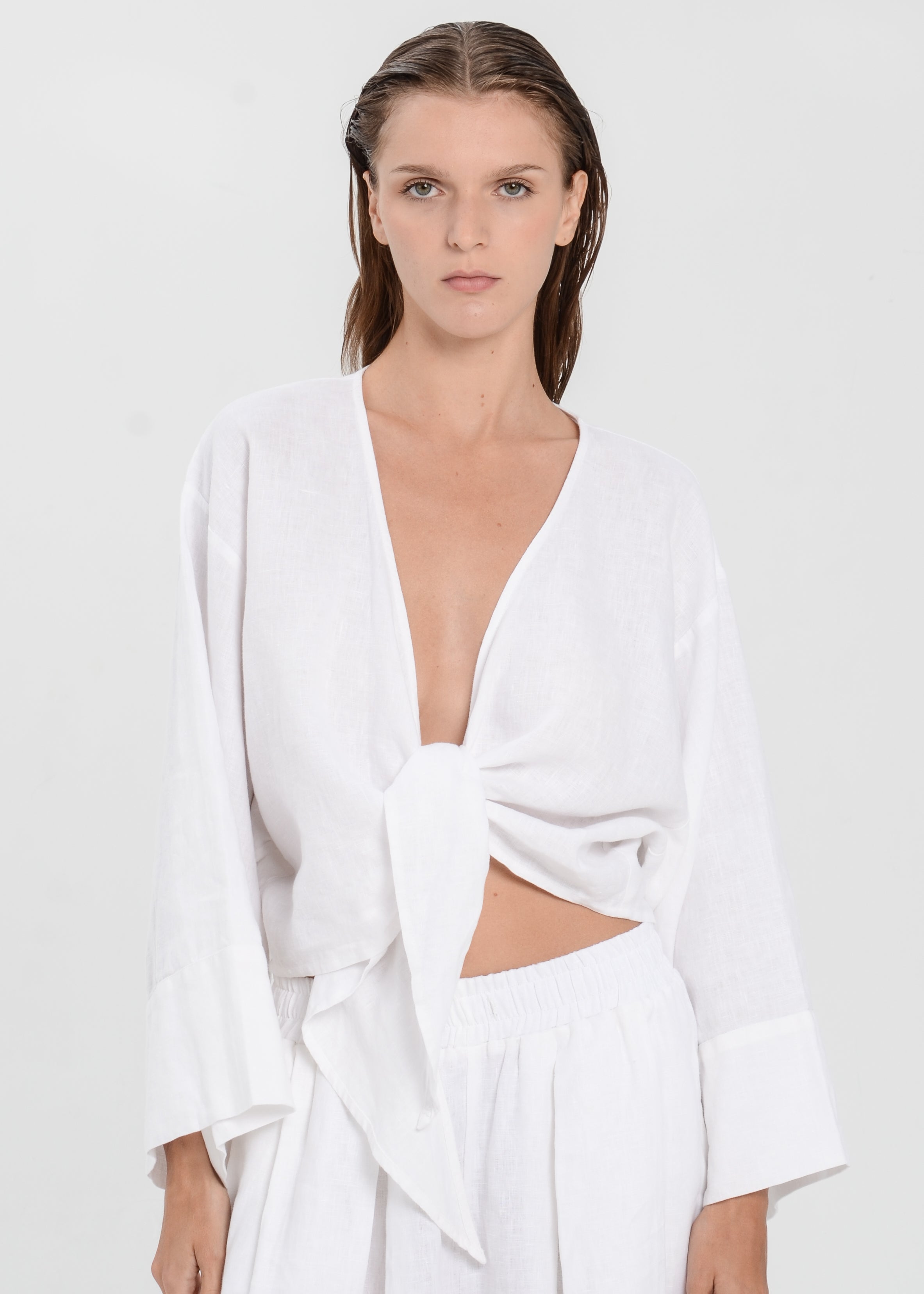 The Essence Linen Jacket - Tie Front Jacket