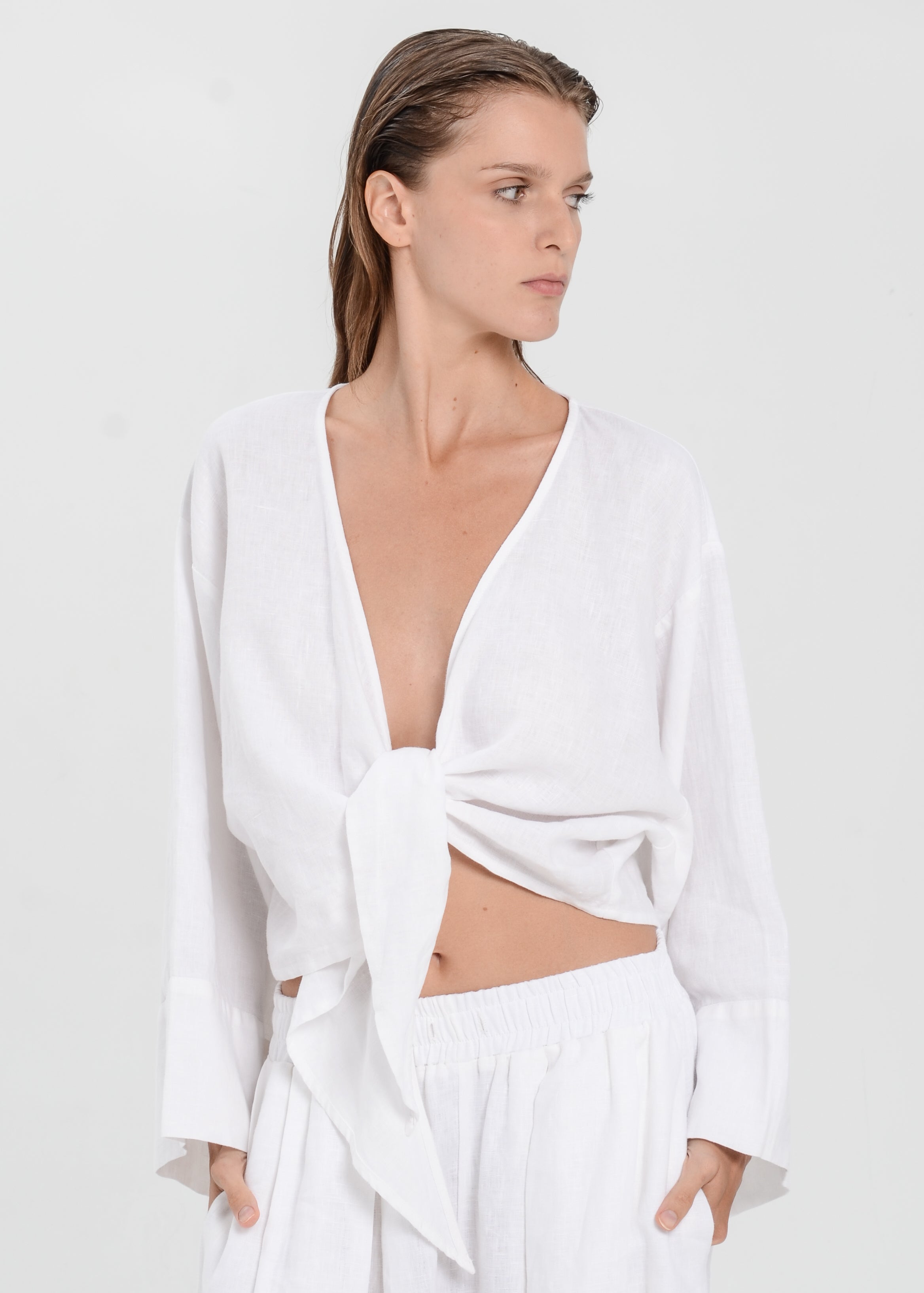 The Essence Linen Jacket - Tie Front Jacket