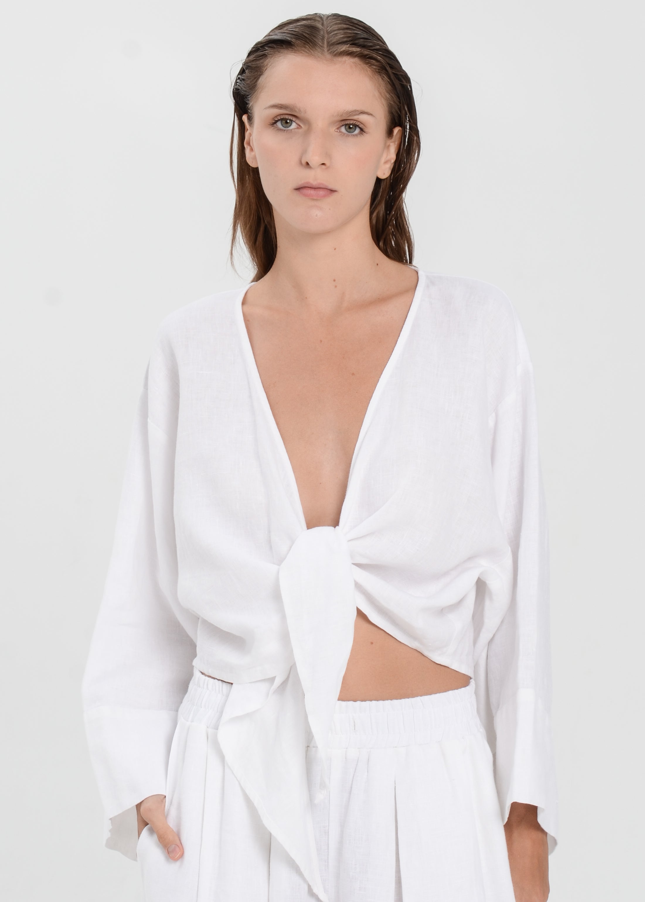 The Essence Linen Jacket - Tie Front Jacket