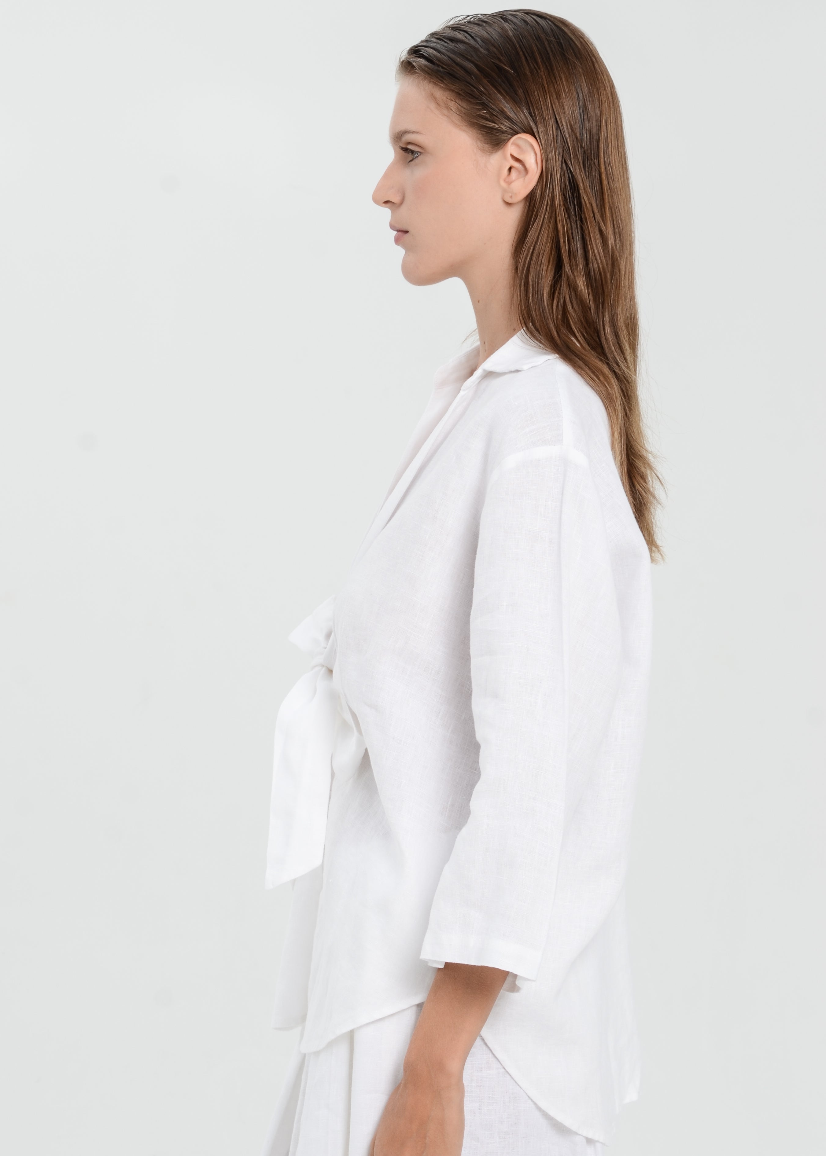 The Essence Linen Jacket - Tie Front Collared Jacket
